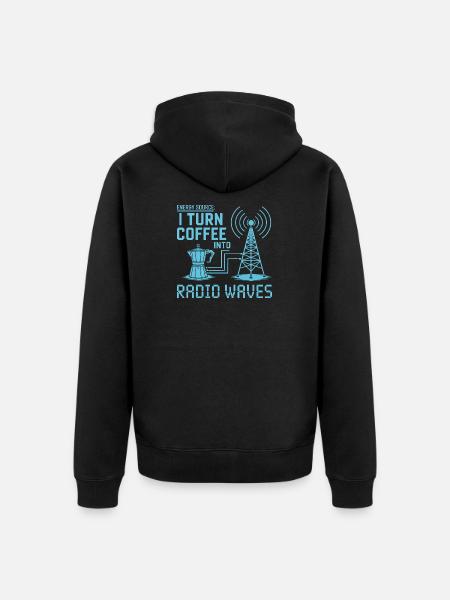 I Turn Coffee Into Radio Waves - Unisex Premium Organic Zip Hoodie - black