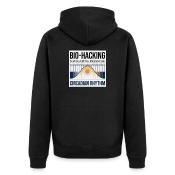 Bio Hacking - Unisex Premium Bio Zip Hoodie - Schwarz - Hinten - Nico (187cm)