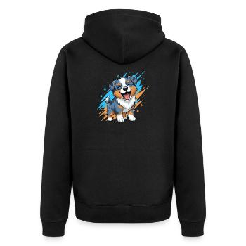 Cheerful puppy friend in a splash of color - Unisex Premium Organic Zip Hoodie - black - Back - Nico (187cm)