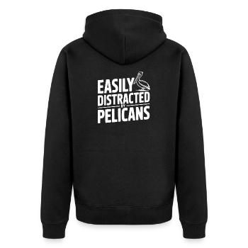 Facilement distrait par les pélicans - Veste à capuche bio Premium Unisexe - noir - Dos - Nico (187cm)