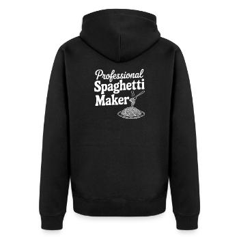 Professioneller Spaghetti-Hersteller - Unisex Premium Bio Zip Hoodie - Schwarz - Hinten - Nico (187cm)