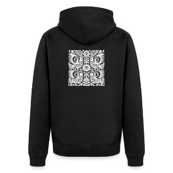 Dove Floral Crest - Unisex Premium Organic Zip Hoodie - black - Back - Nico (187cm)