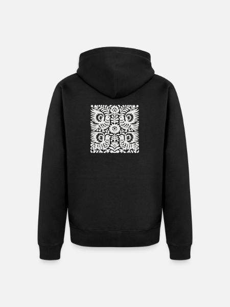 Dove Floral Crest - Unisex Premium Organic Zip Hoodie - black