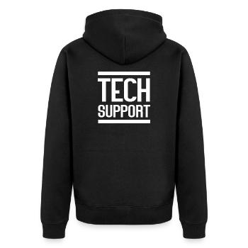 Technischer Support Fettgedrucktes Logo T-Shirt - Unisex Premium Bio Zip Hoodie - Schwarz - Hinten - Nico (187cm)
