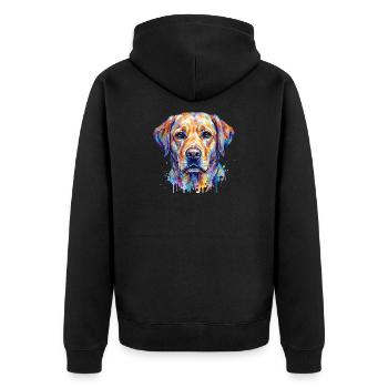 Colorful Dog Watercolor Portrait - Unisex Premium Organic Zip Hoodie - black - Back - Nico (187cm)