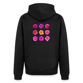 Pinke Rosenvielfalt Rosen - Unisex Premium Bio Zip Hoodie - Schwarz - Hinten - Nico (187cm)
