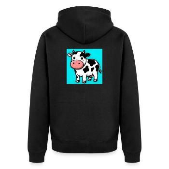 cow - Unisex Premium Organic Zip Hoodie - black - Back - Nico (187cm)