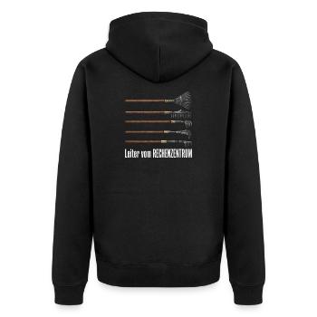 Rechenzentrum Design Gartengeräte Rechen Leiter - Unisex Premium Bio Zip Hoodie - Schwarz - Hinten - Nico (187cm)