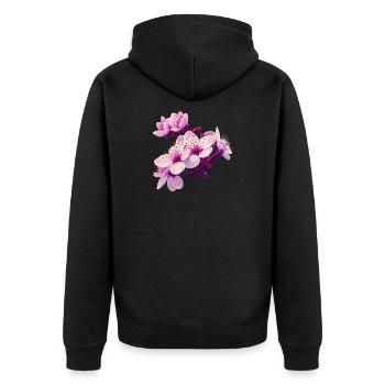Pink Blossom - Unisex Premium Bio Zip Hoodie - Schwarz - Hinten - Nico (187cm)