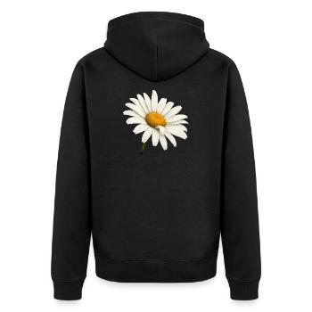 Weiße Margeritenblüte Natur Blumen Design  - Unisex Premium Bio Zip Hoodie - Schwarz - Hinten - Nico (187cm)