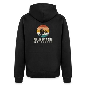 Fuel In My Veins Retro Motocross - Unisex Premium Organic Zip Hoodie - black - Back - Nico (187cm)