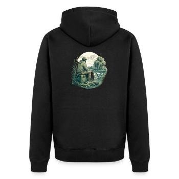 Hooked on Silence / For fishing enthusiasts - Unisex Premium Organic Zip Hoodie - black - Back - Nico (187cm)