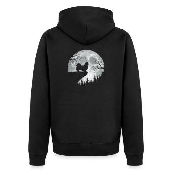 Pleine lune pékinoise - Chien de Péke Maman Papa Chien de poche - Veste à capuche bio Premium Unisexe - noir - Dos - Nico (187cm)