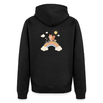 Squirrel sucks the rainbow - Unisex Premium Organic Zip Hoodie - black - Back - Nico (187cm)