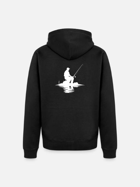 Fischer Zeichnung - Unisex Premium Bio Zip Hoodie - Schwarz