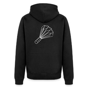 Federball Zeichnung - Unisex Premium Bio Zip Hoodie - Schwarz - Hinten - Nico (187cm)