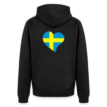 Swedish heart - Unisex Premium Organic Zip Hoodie - black - Back - Nico (187cm)