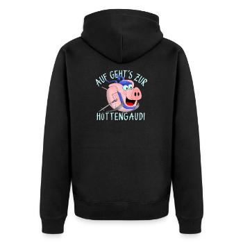 Hüttengaudi - Pistensau - Unisex Premium Organic Zip Hoodie - black - Back - Nico (187cm)