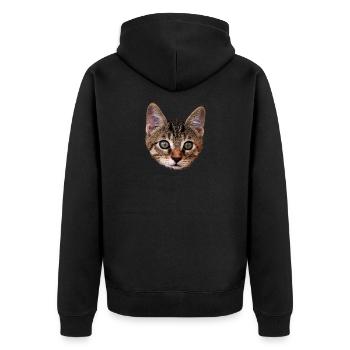 kätzchen Gesicht, tabby Motive, gestromt - Unisex Premium Bio Zip Hoodie - Schwarz - Hinten - Nico (187cm)