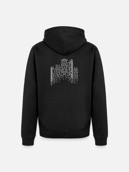 Neon City Skyline Silhouette - Veste à capuche bio Premium Unisexe - noir