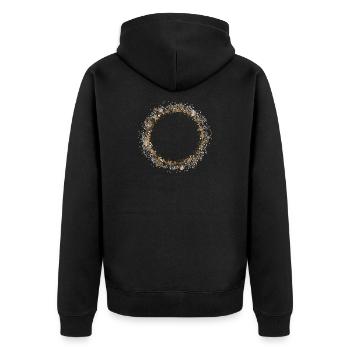 zarter winterlicher Weihnachtskranz in Brauntöne - Unisex Premium Bio Zip Hoodie - Schwarz - Hinten - Nico (187cm)