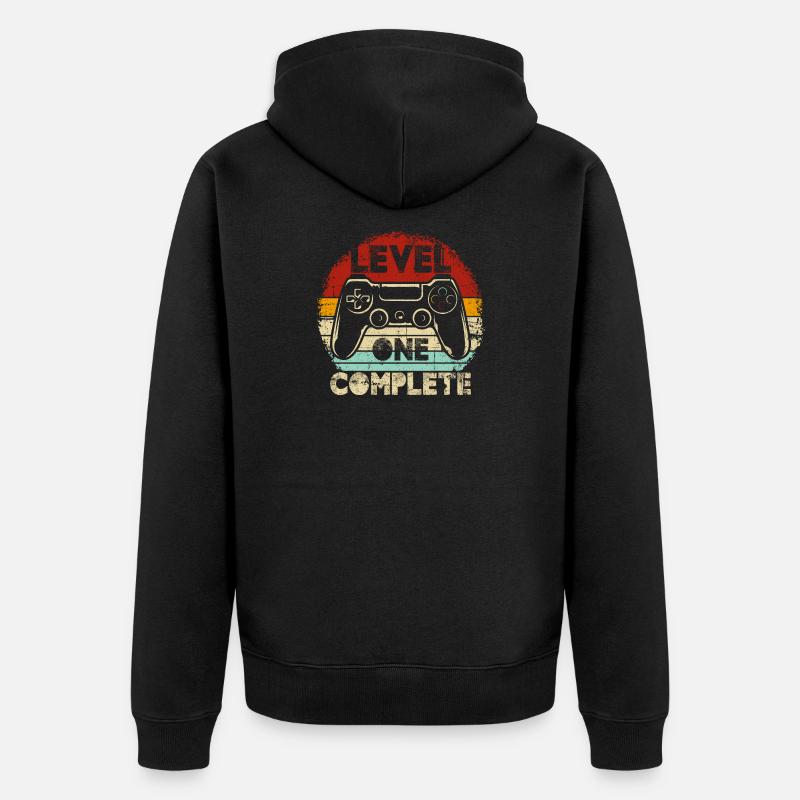 Level One Complete Retro Controller - Unisex Premium Organic Zip Hoodie - black