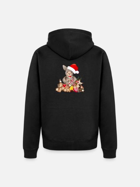 zoete kangoeroe voor Kerstmis met kerstmuts - Uniseks Premium bio ziphoodie - zwart