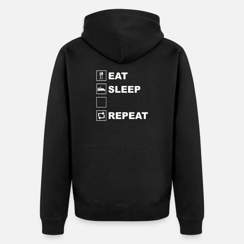 Disposition des icônes Eat Sleep Repeat - Veste à capuche bio Premium Unisexe - noir