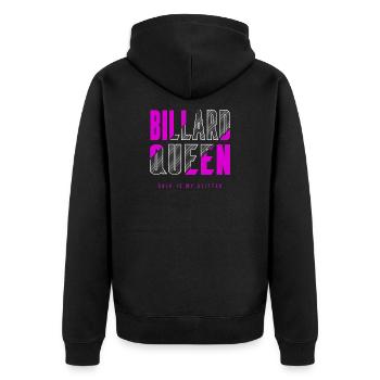 Billard Königin - Unisex Premium Bio Zip Hoodie - Schwarz - Hinten - Nico (187cm)