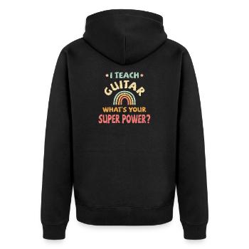 J’enseigne la guitare quel est ton super pouvoir? - Veste à capuche bio Premium Unisexe - noir - Dos - Nico (187cm)