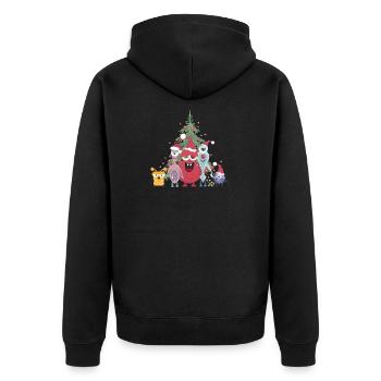fröhliche bunte Monster Familie feiert Weihnachten - Unisex Premium Bio Zip Hoodie - Schwarz - Hinten - Nico (187cm)