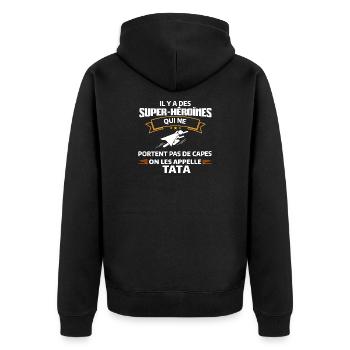 Super-Héroïne TATA Mode - Veste à capuche bio Premium Unisexe - noir - Dos - Nico (187cm)