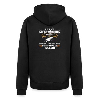Héroïnes non capes illustrées - Veste à capuche bio Premium Unisexe - noir - Dos - Nico (187cm)
