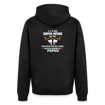 Super-Héros Sans Capes Humour - Veste à capuche bio Premium Unisexe - noir - Dos - Nico (187cm)