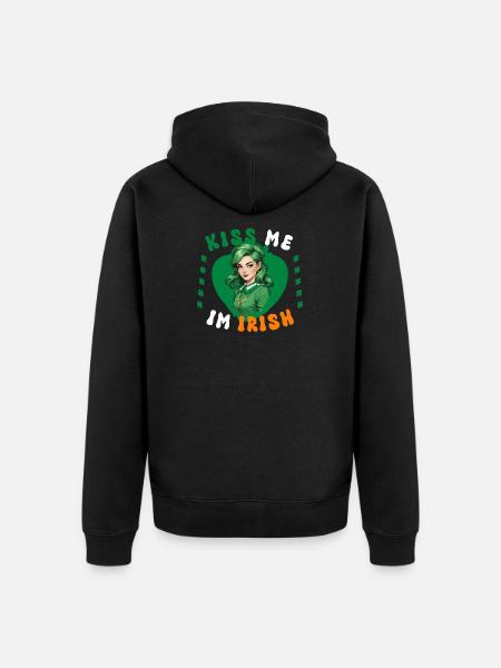 Küss mich, ich bin Irin - Unisex Premium Bio Zip Hoodie - Schwarz