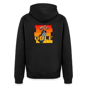 Golfsport - Unisex Premium Bio Zip Hoodie - Schwarz - Hinten - Nico (187cm)
