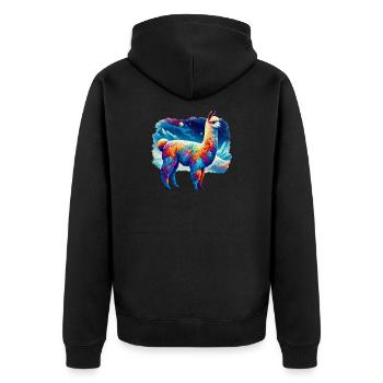Alpaka - Unisex Premium Bio Zip Hoodie - Schwarz - Hinten - Nico (187cm)