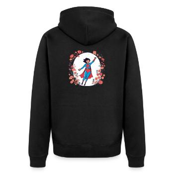 Super-Mom - Unisex Premium Organic Zip Hoodie - black - Back - Nico (187cm)