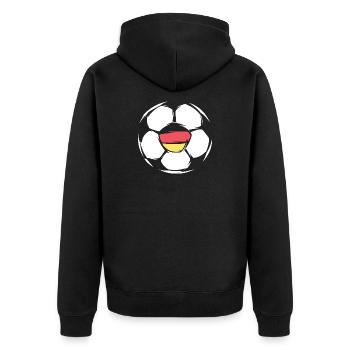 Team Deutschland Fußball Illustration Ball Symbol - Unisex Premium Bio Zip Hoodie - Schwarz - Hinten - Nico (187cm)