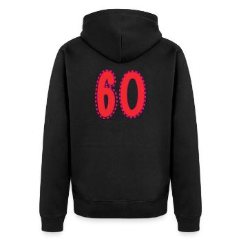 60. 60 ANS. 60e ANNIVERSAIRE. ANNIVERSAIRE 60 ANS. - Veste à capuche bio Premium Unisexe - noir - Dos - Nico (187cm)