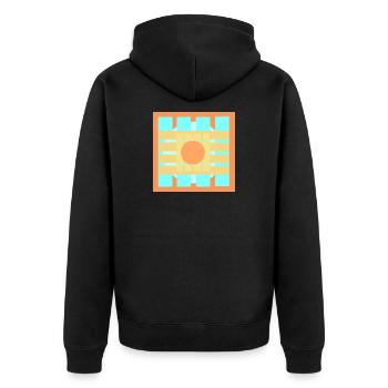  Farbenspiele Muster Design - Unisex Premium Bio Zip Hoodie - Schwarz - Hinten - Nico (187cm)