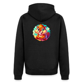 Bieber - Unisex Premium Bio Zip Hoodie - Schwarz - Hinten - Nico (187cm)