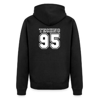 TECHNO 95 - Unisex Premium Organic Zip Hoodie - black - Back - Nico (187cm)