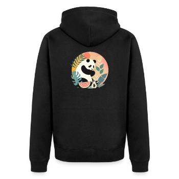 Panda with exotic plants and fruits - Unisex Premium Organic Zip Hoodie - black - Back - Nico (187cm)