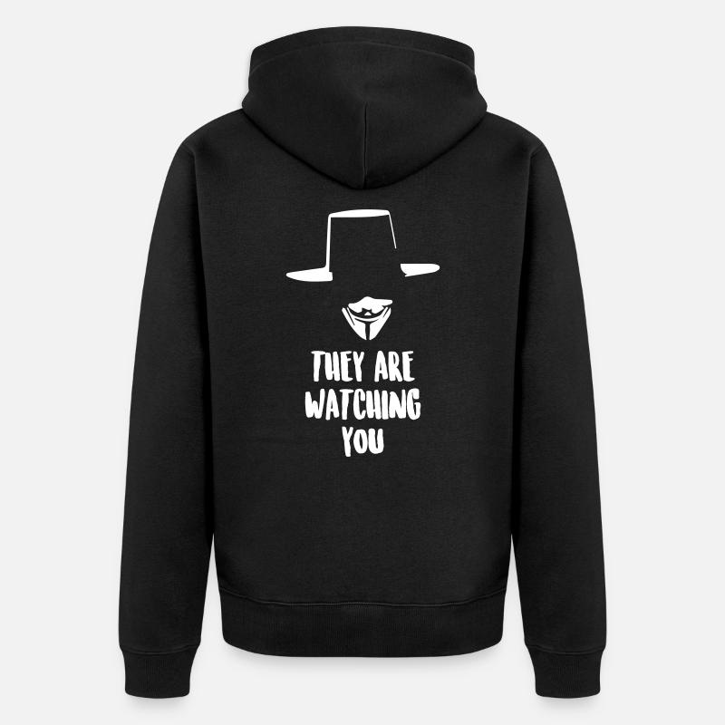 Ils vous regardent Anonyme - Veste à capuche bio Premium Unisexe - noir