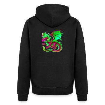 Drache - Unisex Premium Bio Zip Hoodie - Schwarz - Hinten - Nico (187cm)