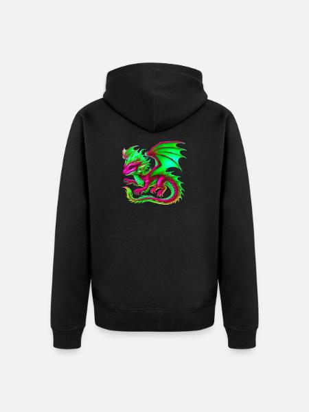 Drache - Unisex Premium Bio Zip Hoodie - Schwarz