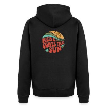 Retro Sunrise Typography Design - Unisex Premium Organic Zip Hoodie - black - Back - Nico (187cm)
