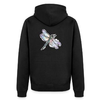 Libelle - Unisex Premium Bio Zip Hoodie - Schwarz - Hinten - Nico (187cm)