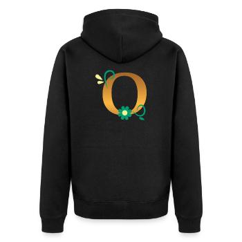 O - Unisex Premium Organic Zip Hoodie - black - Back - Nico (187cm)